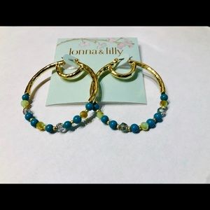 NWT Lonna & Lilly gold & turquoise beaded earrings